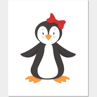 Cute Penguin, Little Penguin, Penguin With Bow Posters and Art